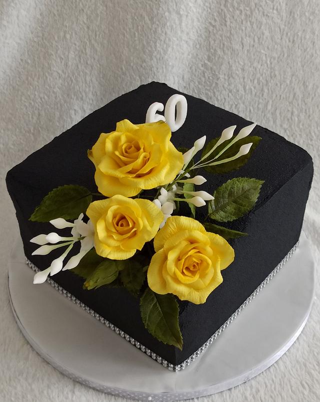 Black cake with roses