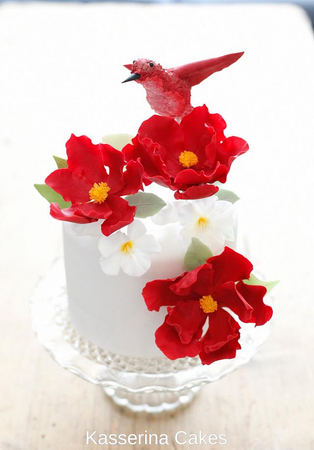 Humming bird single tier cake