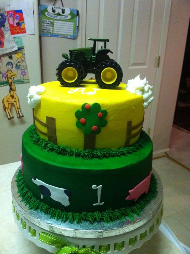 John Deere/Farm Animal Cake Cake by Jen Scott CakesDecor