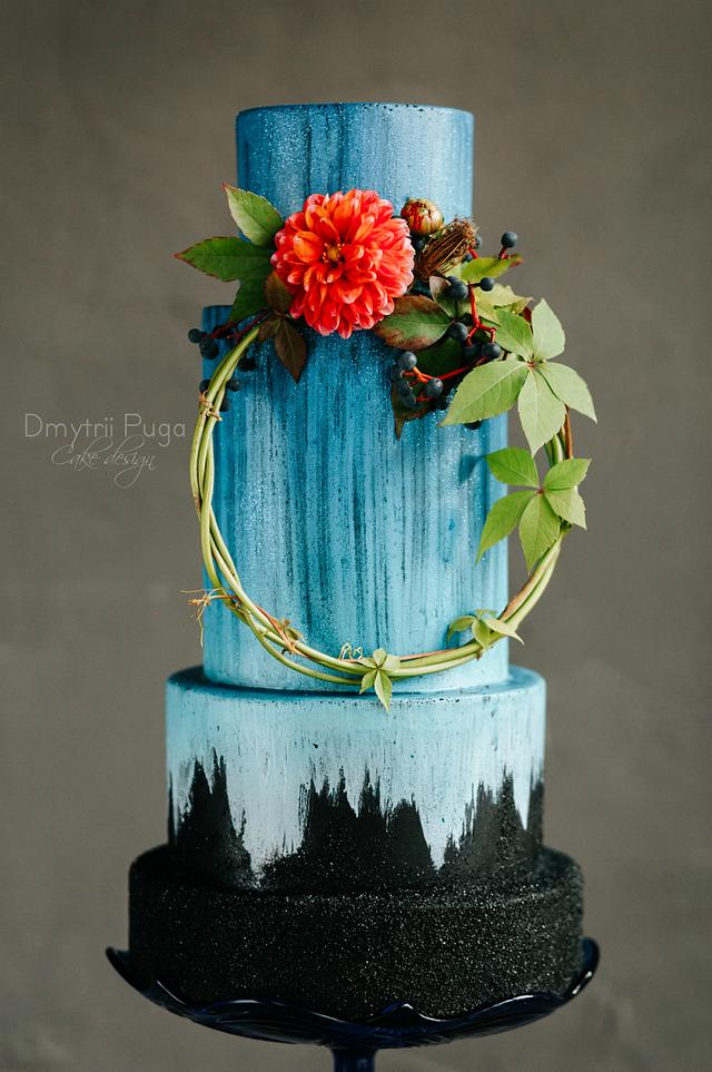 Blue glow wedding cake