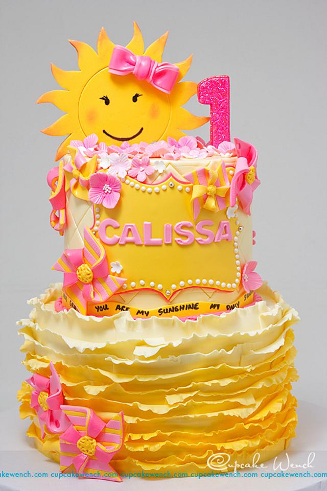 This is a (Copy) of a 'my little sunshine' cake that I made for a friends  two year old daughter… | 1st birthday foods, Birthday cake girls, Childrens  birthday cakes