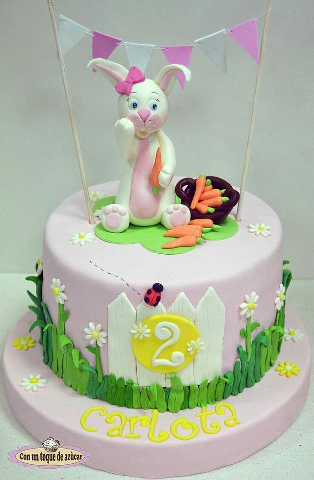 rabbit cake - Decorated Cake by Con un toque de azúcar - - CakesDecor