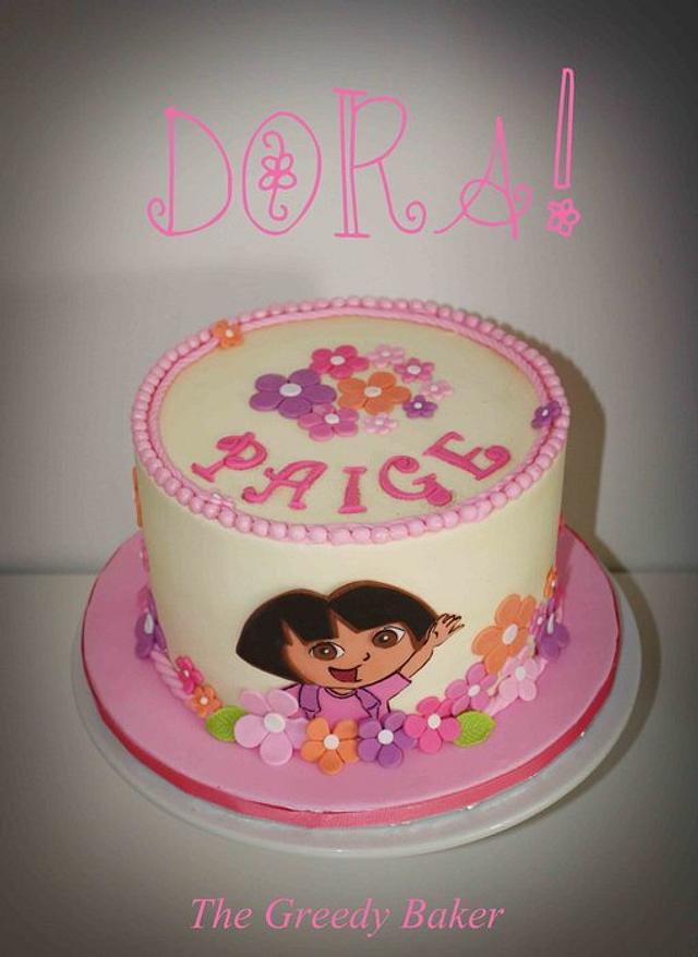 Dora Buttercream Cake With Fondant Accents Cake By Kate Cakesdecor