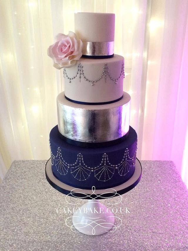 Navy & Silver Wedding Cake - Cake by CakeyBake (Kirsty - CakesDecor