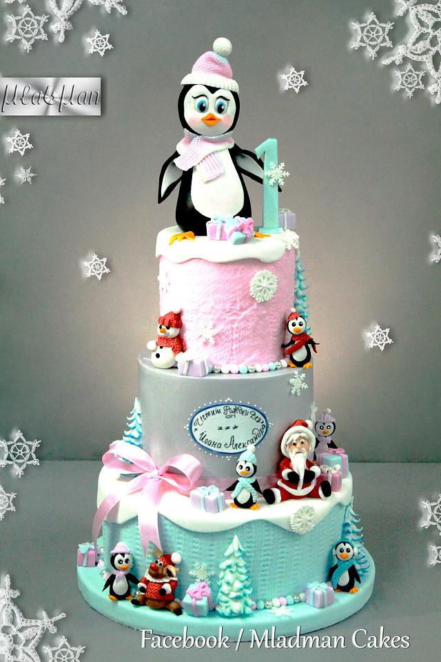 Pinguin Christmas Cake - Decorated Cake by MLADMAN - CakesDecor