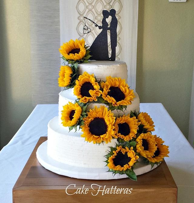 Sunflowers for a Fall Wedding - Decorated Cake by Donna - CakesDecor