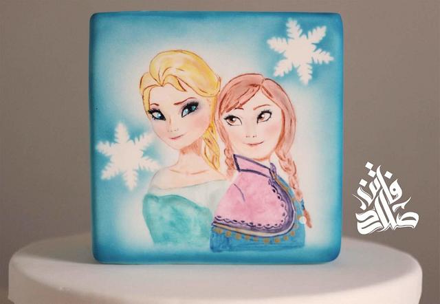 Frozen handpainted cake cake by Faten_salah CakesDecor