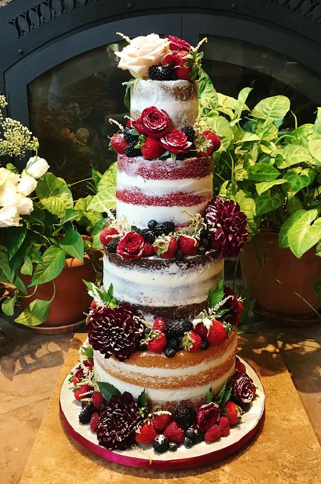 Rustic Naked Wedding Cake Decorated Cake By Kendras Cakesdecor 8995