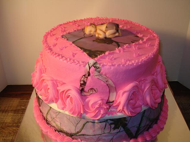 Pink Camo Baby Shower - Decorated Cake by Chris Jones - CakesDecor