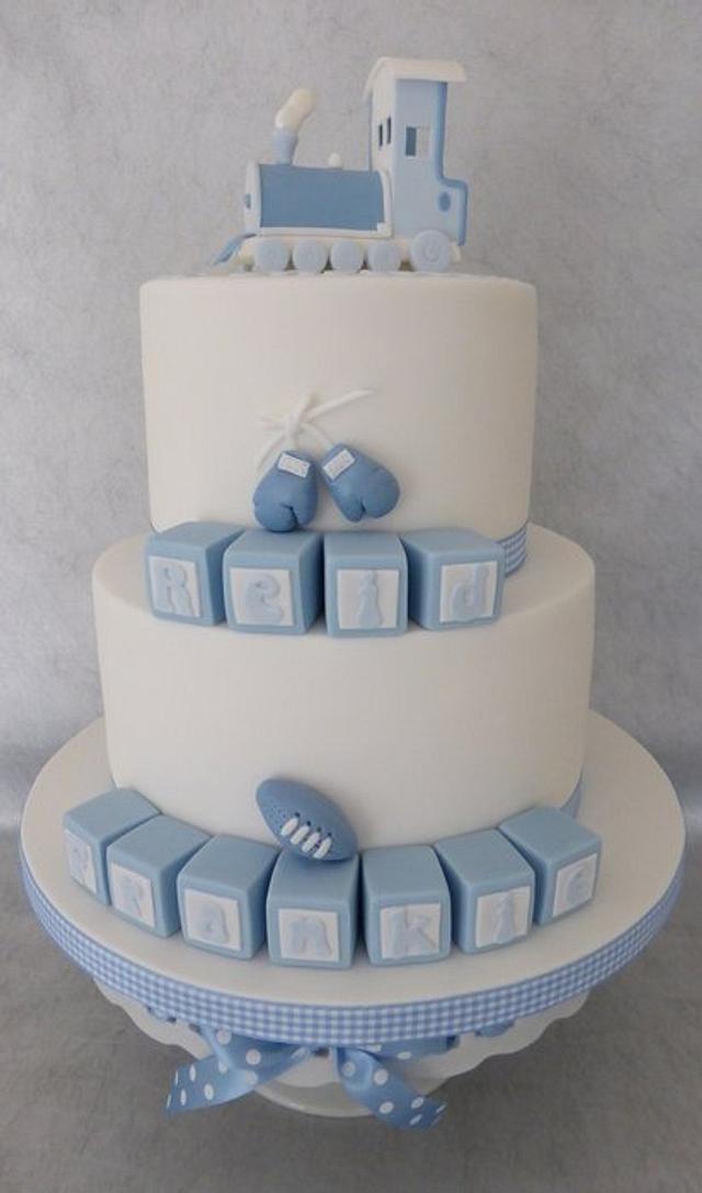 Boys Christening Cake - Decorated Cake by Deborah - CakesDecor