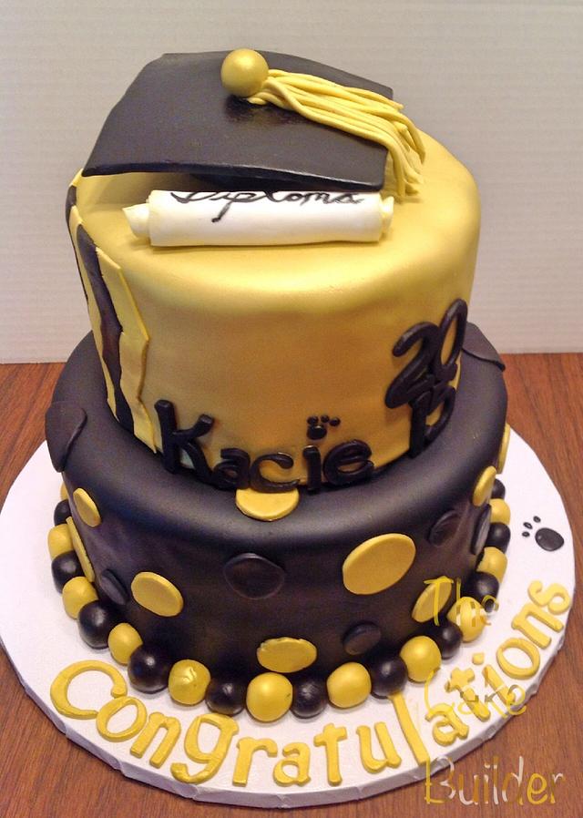 Gold and black graduation cake - Decorated Cake by Julie - CakesDecor