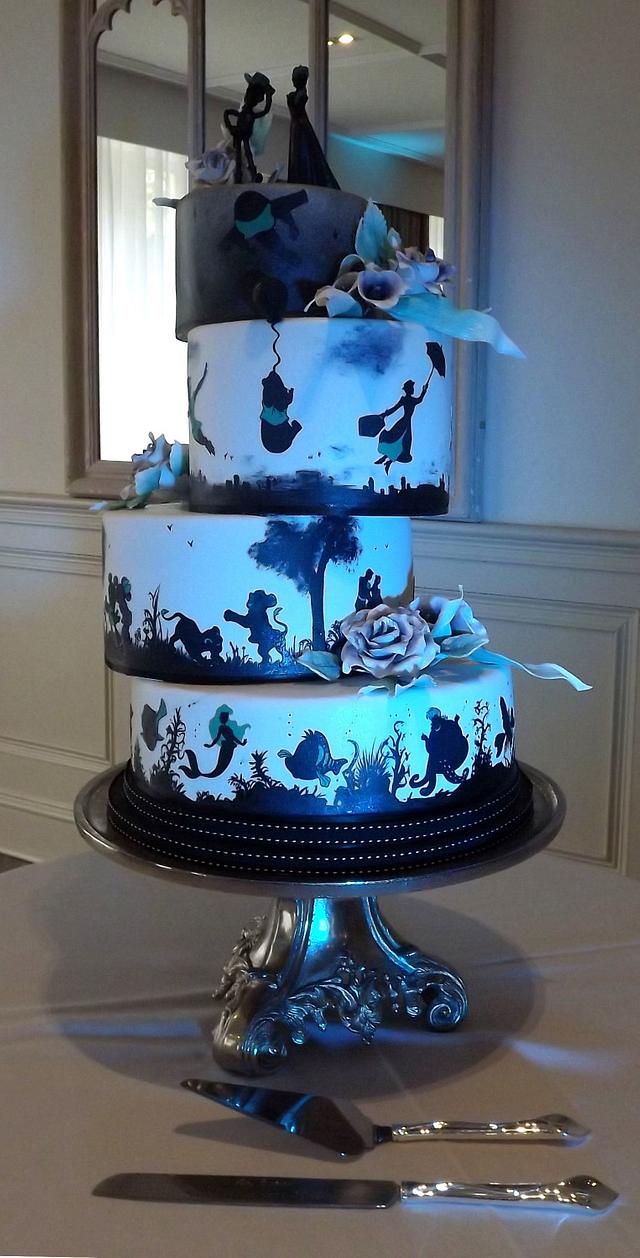 Disney Silhouette Wedding Cake - Cake by Storyteller - CakesDecor