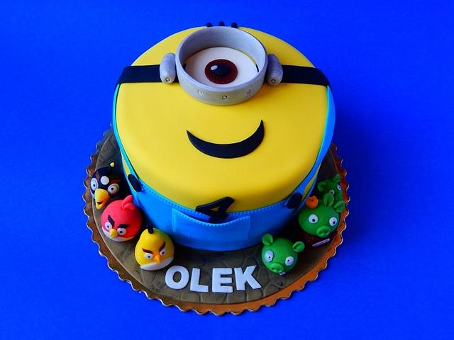 Minion and Angry Birds - Decorated Cake by 3torty - CakesDecor