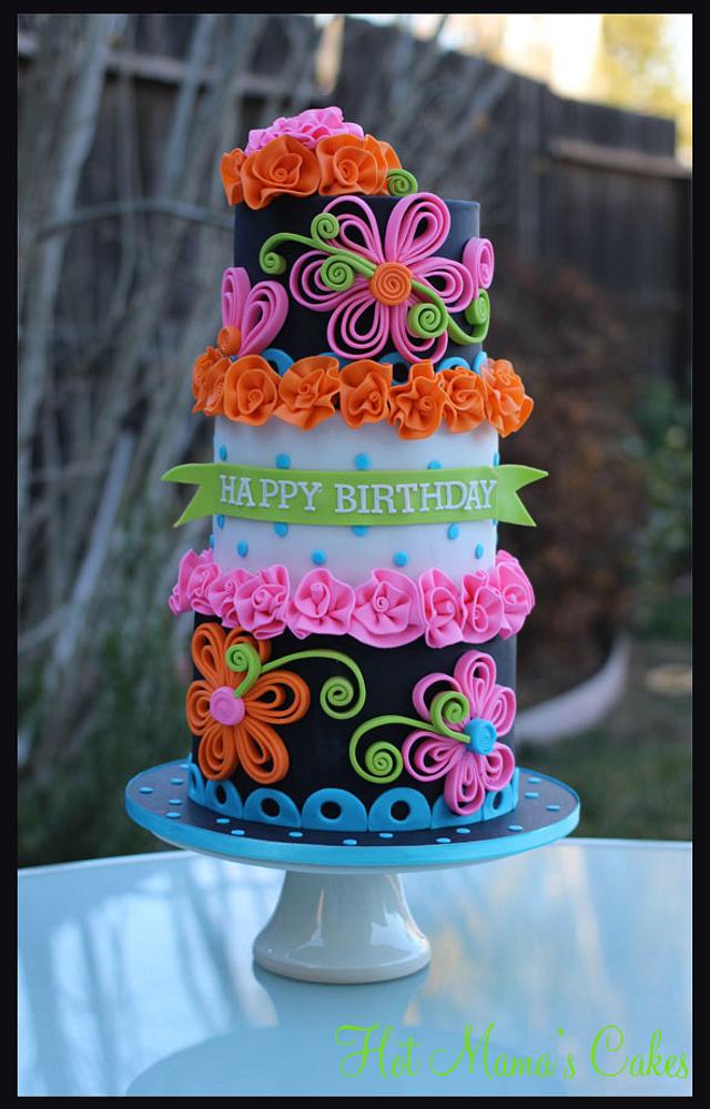 Neon quilling cake