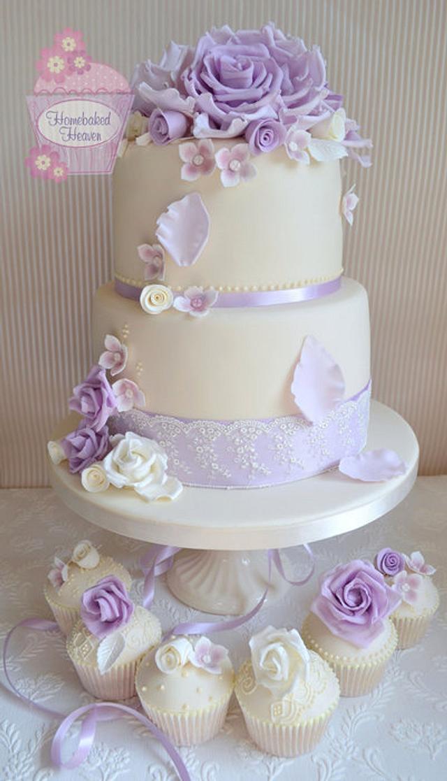 Lilac Roses &amp; Lace cake by Amanda Earl Cake Design