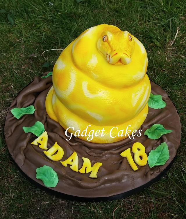 Yellow Python Cake - Decorated Cake By Gadget Cakes - Cakesdecor