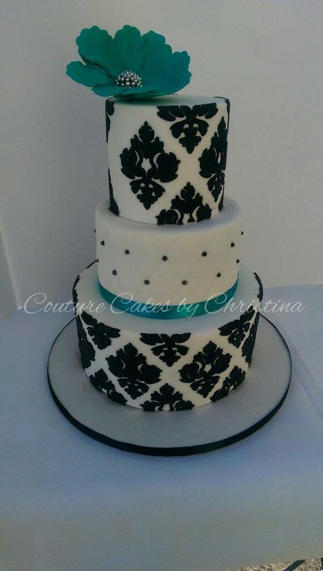 Damask Cake Decorated Cake By Couture Cakes By Cakesdecor