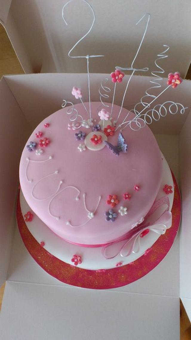 Lucys 21st two tier pink cake - Decorated Cake by susan - CakesDecor