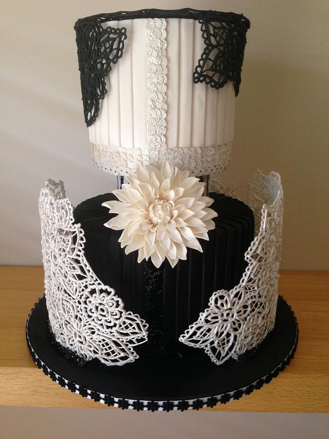 Black and white lace - Cake by Sweet House Cakes and - CakesDecor