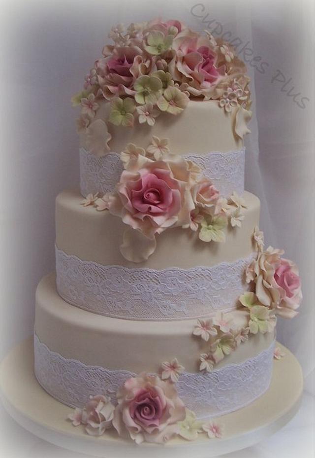 Pink And Ivory Wedding Cake Decorated Cake By Janice Cakesdecor 