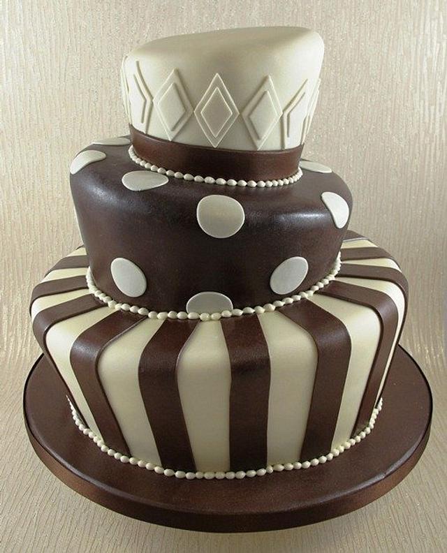 Wonky Wedding Cake Chocolate and Ivory Cake by