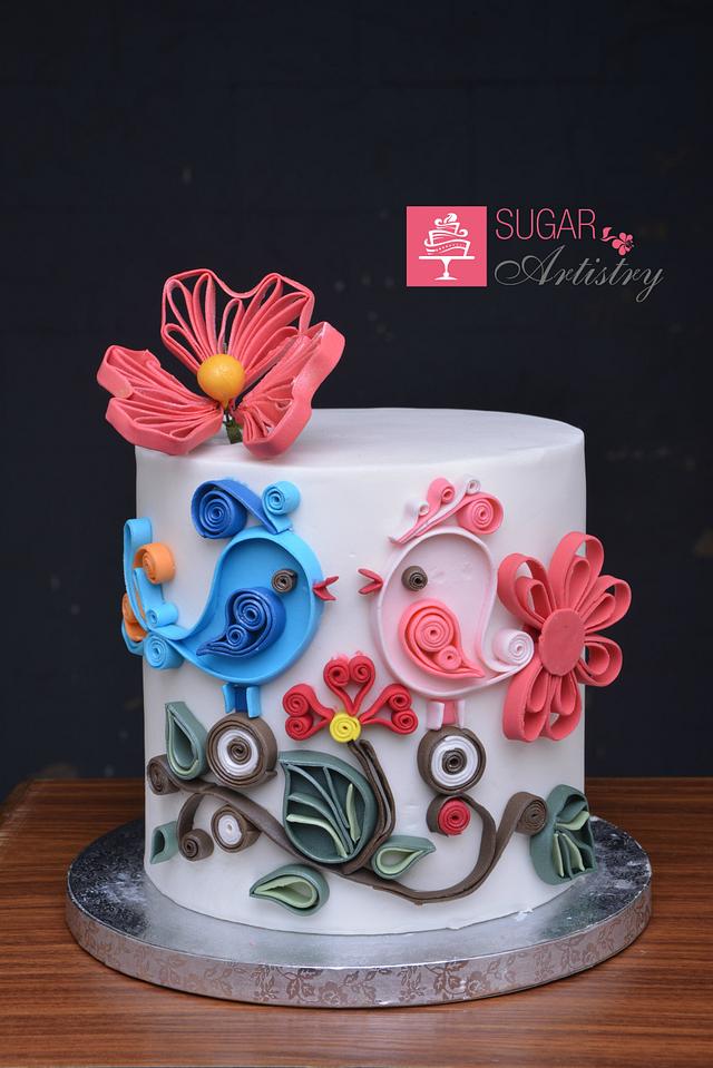 Quilled Cake Decor Decorated Cake by D Sugar Artistry CakesDecor
