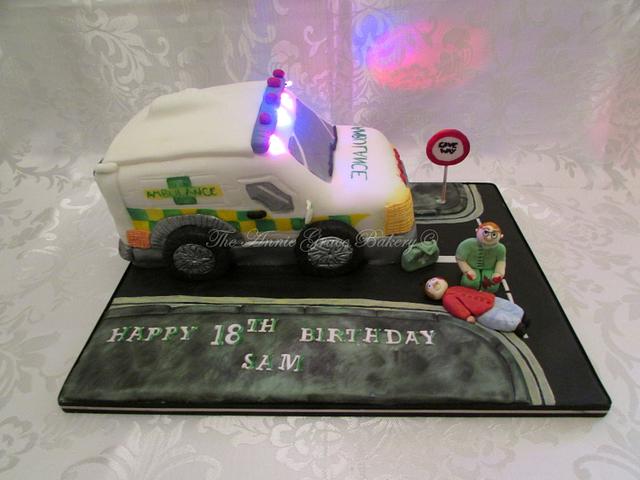 Ambulance cake with real Flashing lights. - Cake by The - CakesDecor