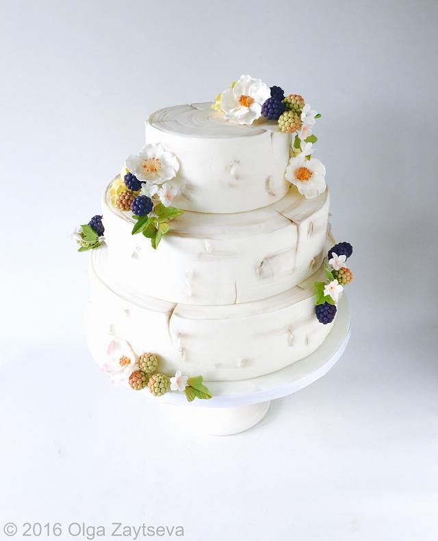 Birch and berries wedding cake - Decorated Cake by Olga - CakesDecor