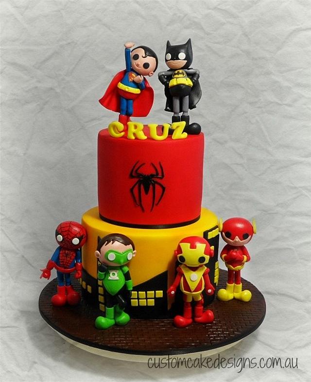 Cartoon Superhero 3rd Birthday - Decorated Cake by Custom - CakesDecor