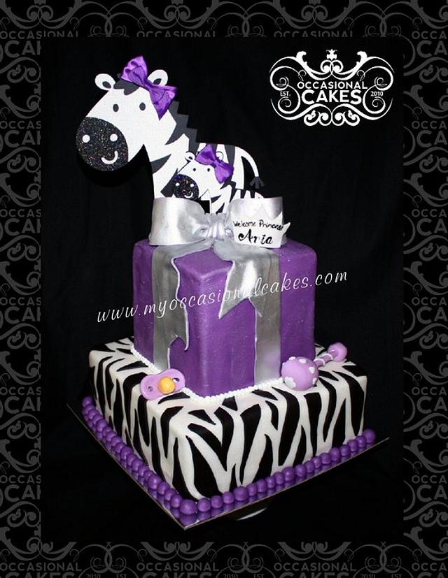 Zebra Baby Shower Cake - Cake by Occasional Cakes - CakesDecor