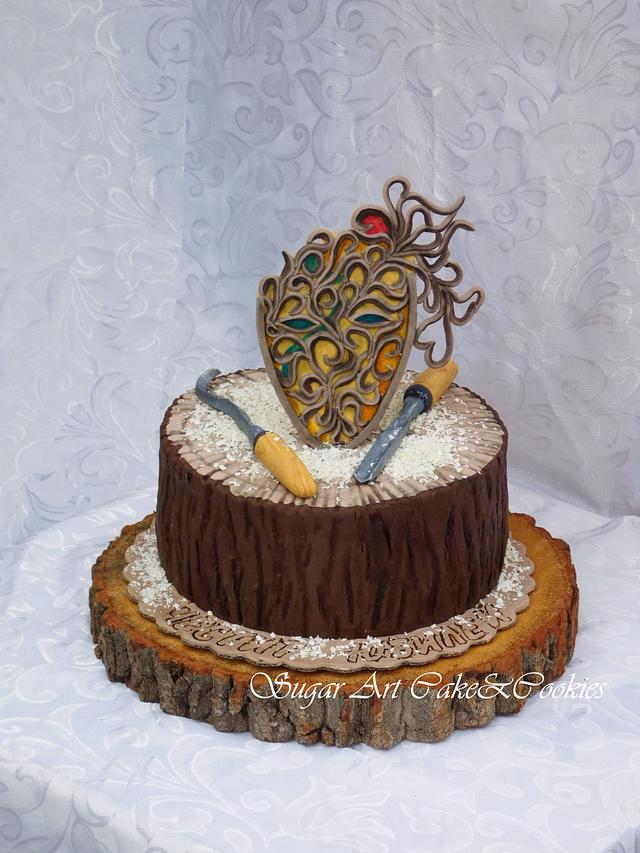 Woodcarving Decorated Cake by Oli Ivanova CakesDecor
