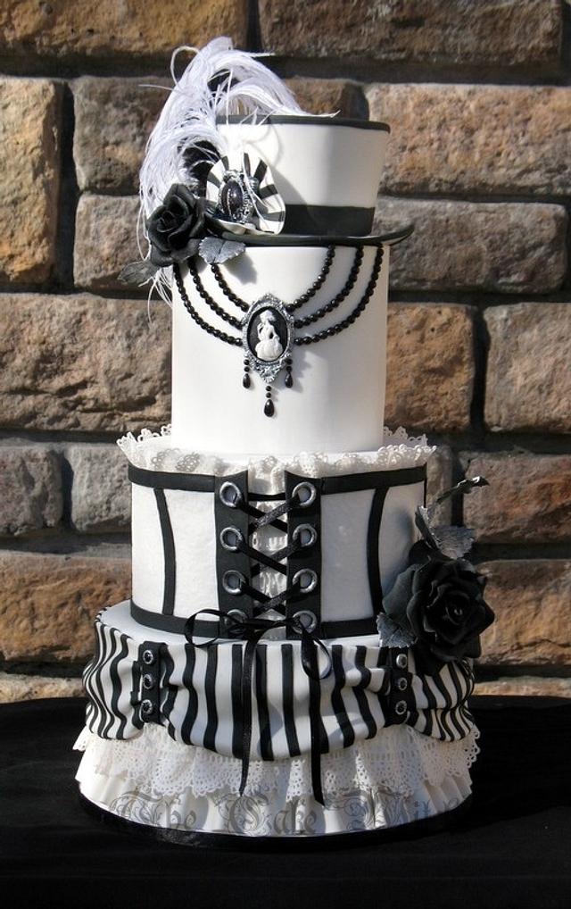 B&W Steampunk Wedding - Cake by Nessie - The Cake Witch - CakesDecor