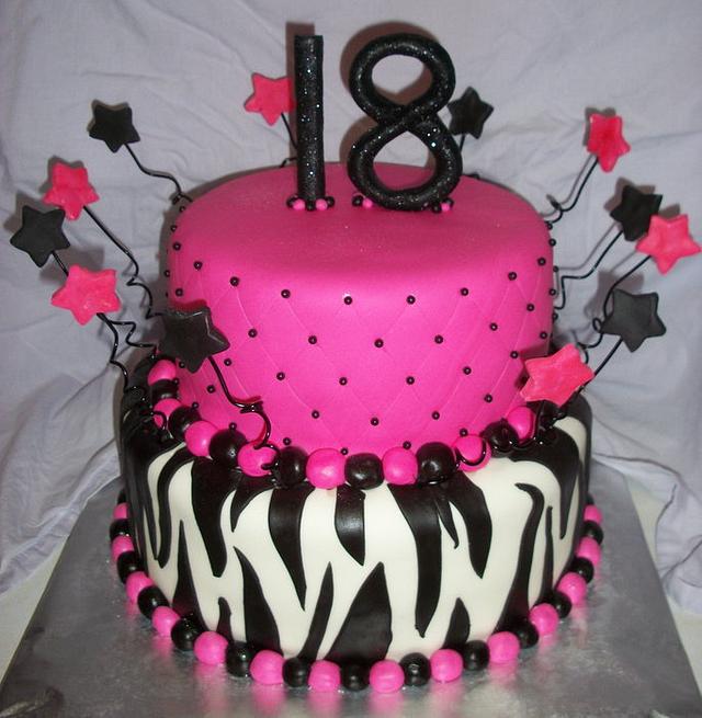 Zebra and Hot Pink - Decorated Cake by Tracy's Custom - CakesDecor