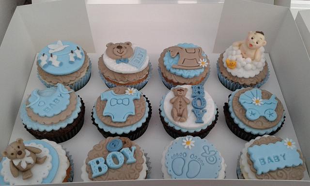 Blue is the colour - Baby shower cupcakes