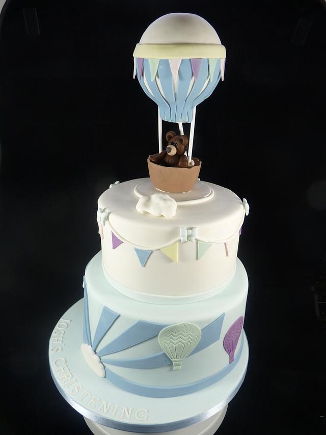 Hot Air Balloon Themed Christening Cake - Decorated Cake - CakesDecor