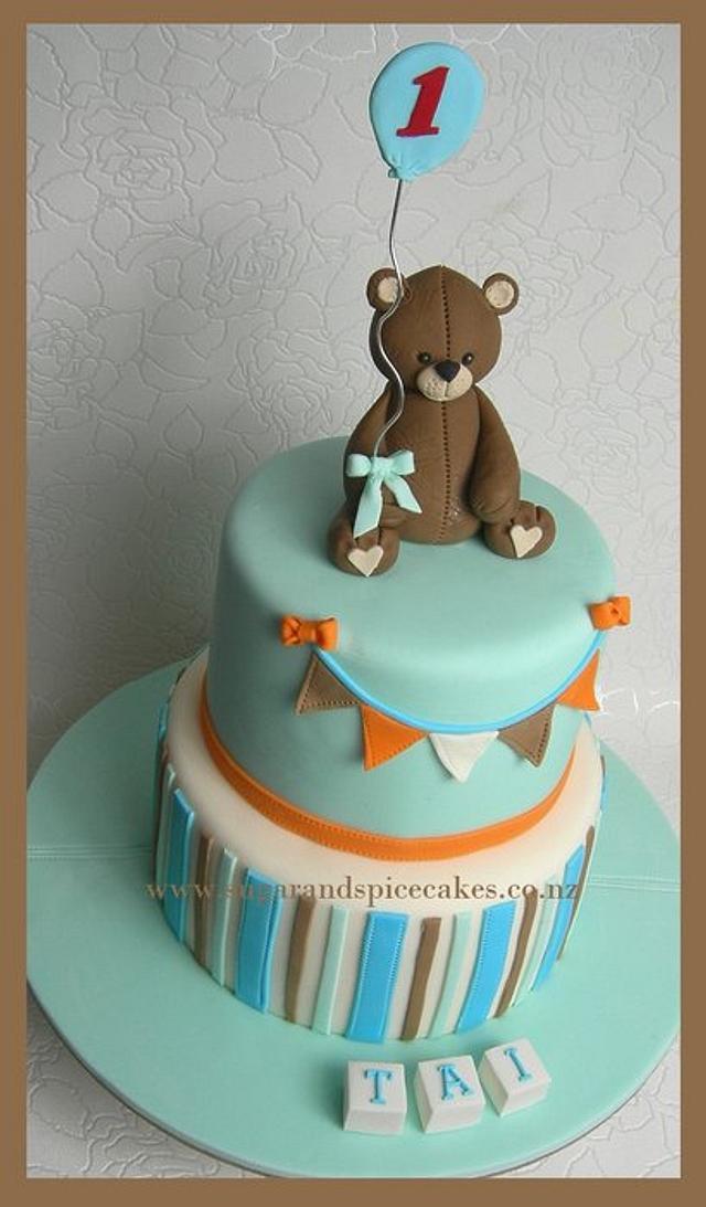 Teddy Stripe Cake for Baby Tai staying at Ronald McDonald - CakesDecor