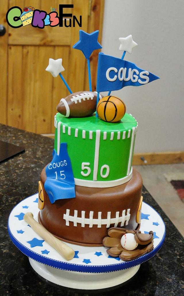 Sports themed cake - Decorated Cake by Cakes For Fun