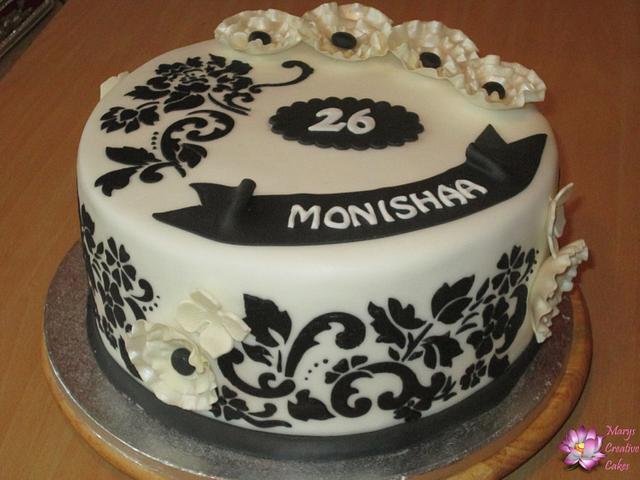 Black and White 26th Birthday Cake. - Decorated Cake by - CakesDecor