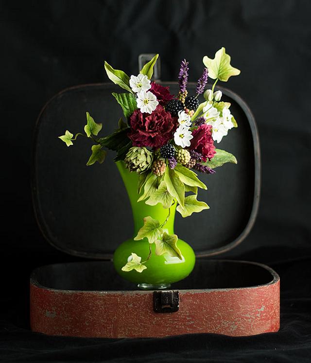 Sugar flower arrangment Decorated Cake by Lina Veber CakesDecor