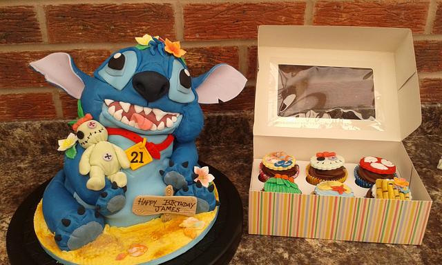 Stitch (Lilo and Stitch) 3D Glitter Craft Card Birthday Cake