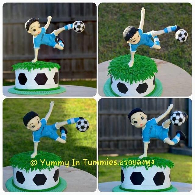 Soccer player cake. 
