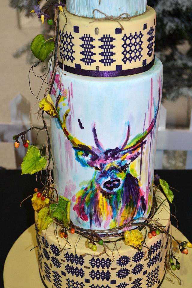 Whimsical forest wedding cake