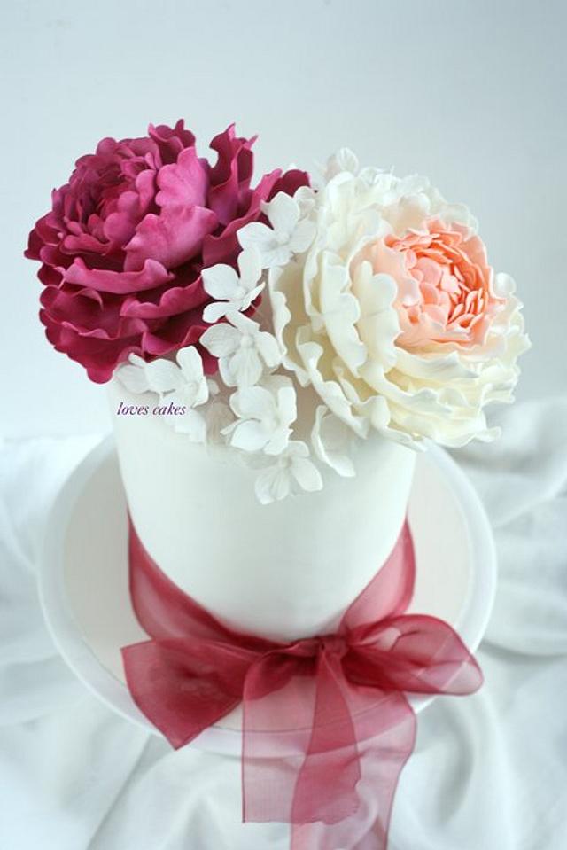 Gumpaste Peonies - Decorated Cake By Lovescakes - CakesDecor