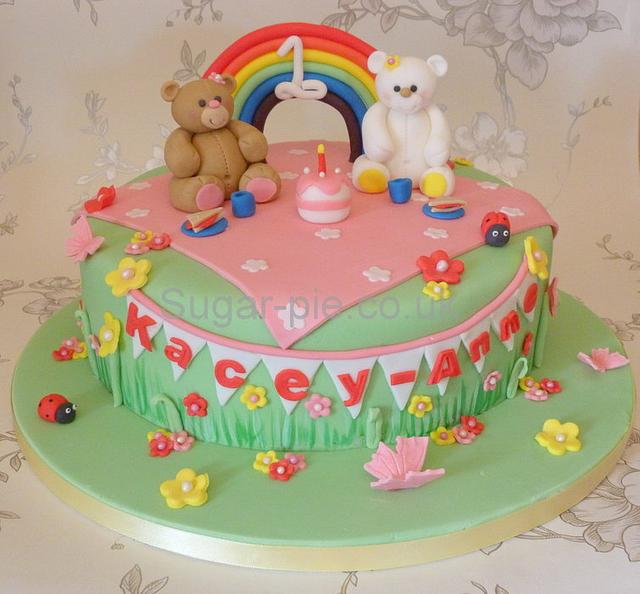 Teddy Bears picnic rainbow cake - Decorated Cake by - CakesDecor