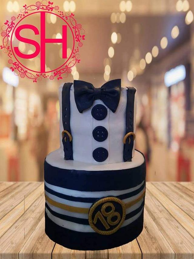 18th birthday men suit cake - Decorated Cake by Andreea - CakesDecor