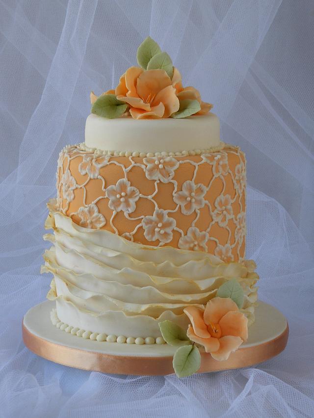 Lace and ruffles cake Decorated Cake by CakeHeaven by CakesDecor