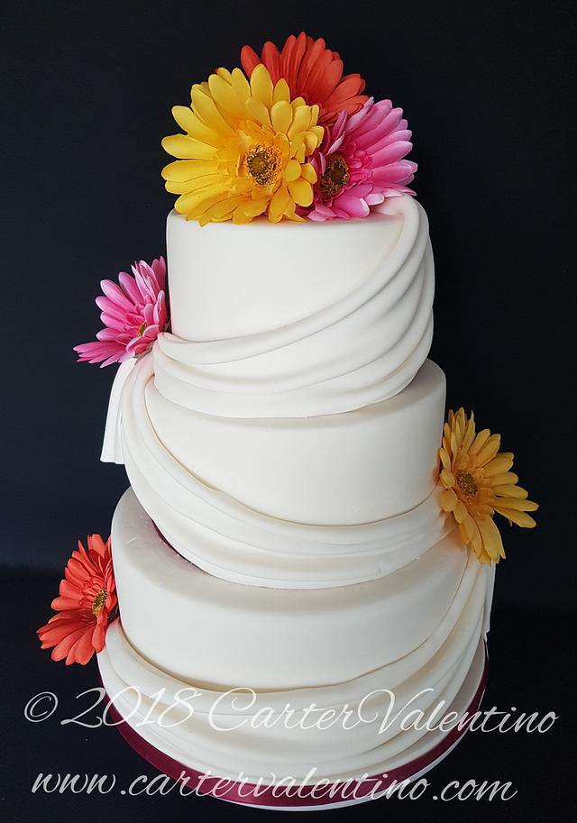 Flowers And Drapes Wedding Cake Cake By Carter Cakesdecor