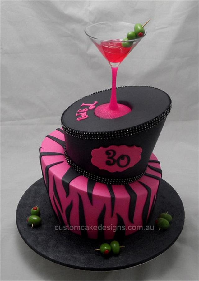 Blissfully Sweet: A Wonky Bubbly Cocktail themed 40th Birthday Cake