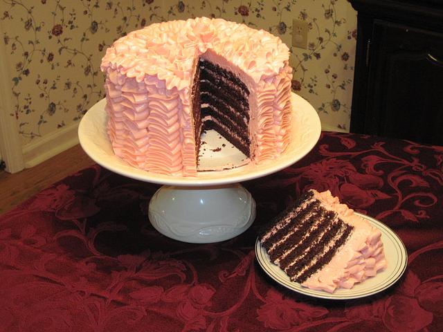 Chocolate ruffled cake