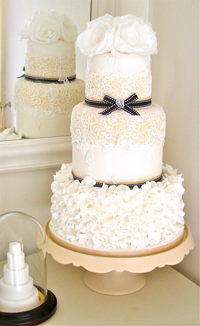 Sweet Lace and Ruffles cake Decorated Cake by CakesDecor